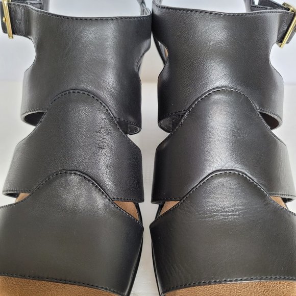 GIANI BERNINI Wirla Platform Wedge Leather Sandals- Black color- Women's Size 9M - Picture 14 of 15